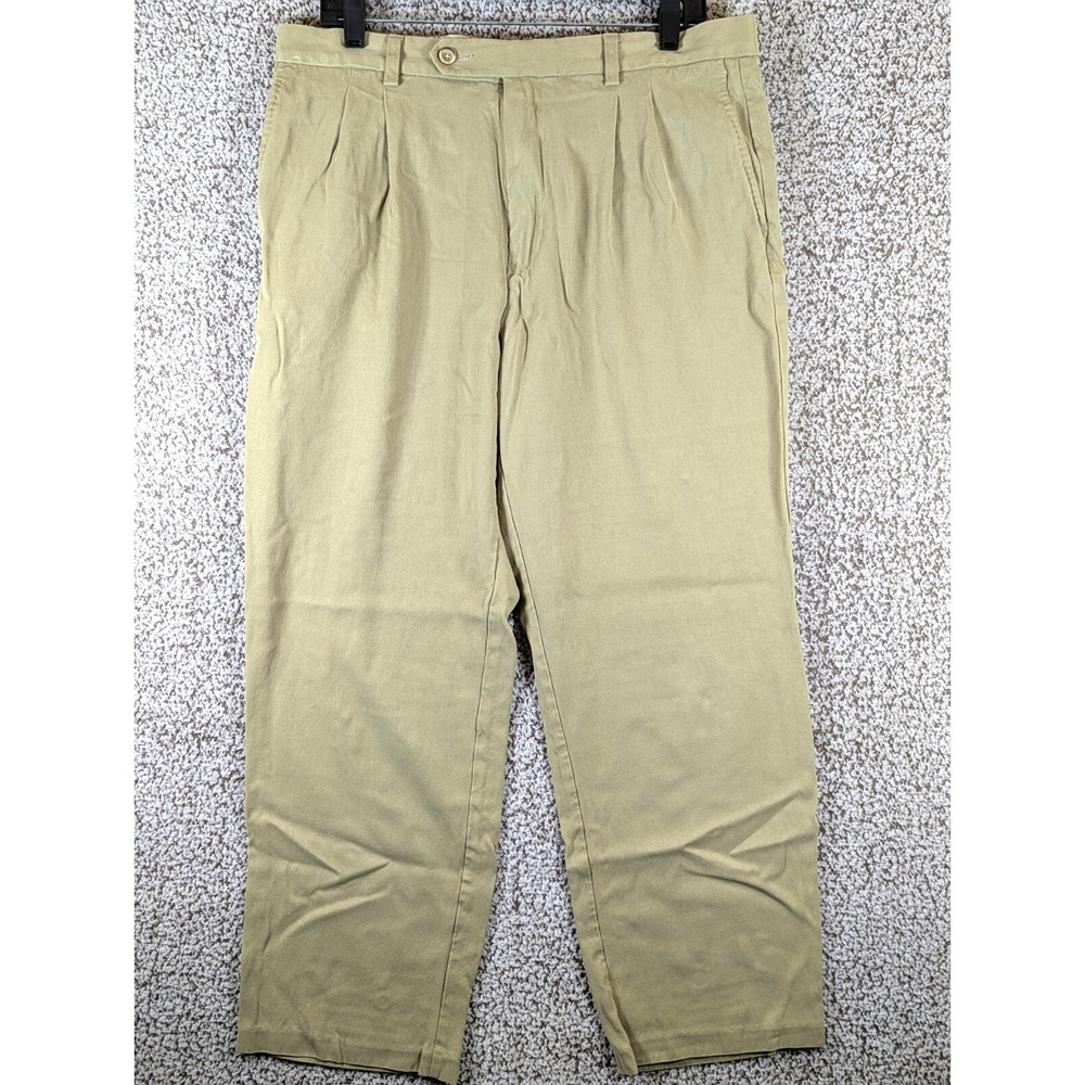 Men's Silk Tommy Bahama Beige Trousers 34x28 (Tag 36x30) Pants‎ Beige